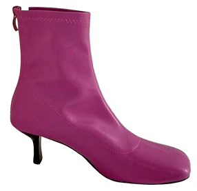 Pink Leatherette Stretch Sock Ankle Boots