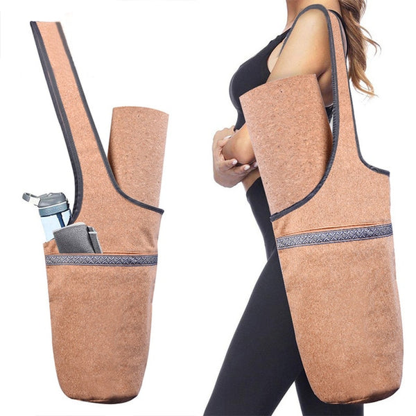 Eco Cork Yoga Mat Carry Bag has extra large pocket zip pockets. Able to carry water bottle, keys, phone, wallet, towel and mat 6 mm Length 183cm x 61cm