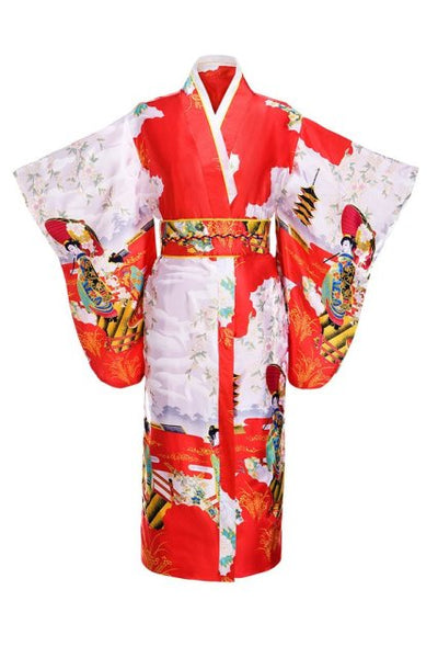 Wrap yourself in this beautiful traditional Japanese Yukata Kimono, with three quarter length sleeves, in satin one size, sleepwear robe beachwear leisurewear