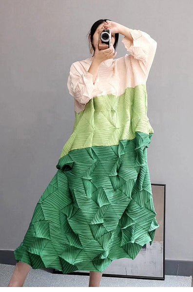 Juno Pleat Seamless crinkle cut Geometric Dress