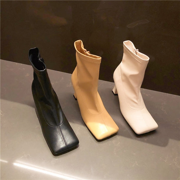 Q Square Toe Ankle Boots - Source.At