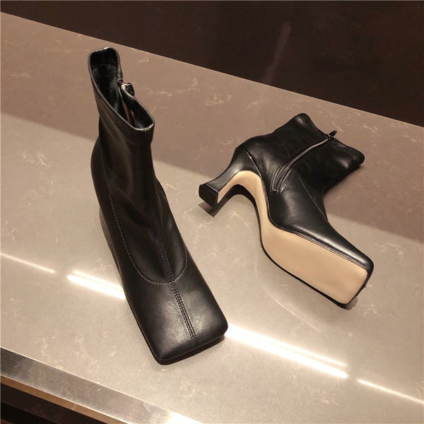 Q Square Toe Ankle Boots - Source.At