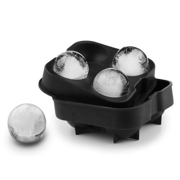 Magnify your guests drinks, while entertaining with this large cocktail ball ice cube maker. Large ball silicone, flexible ice cube mould tray of four in black. Easy to push out and refill. Simply fill each mould to the top, with water from the tap or bottle. Giant sphere ice cube tray is a great surprise at any party.