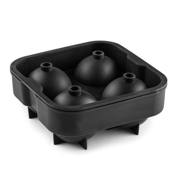 Magnify your guests drinks, while entertaining with this large cocktail ball ice cube maker. Large ball silicone, flexible ice cube mould tray of four in black. Easy to push out and refill. Simply fill each mould to the top, with water from the tap or bottle. Giant sphere ice cube tray is a great surprise at any party.