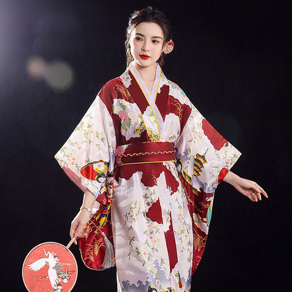 Wrap yourself in this beautiful traditional Japanese Yukata Kimono, with three quarter length sleeves, in satin one size, sleepwear robe beachwear leisurewear