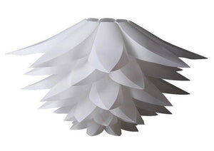 This Lotus Lampshade is beautiful and easy to assemble. This pendant light shade comes in delightful shades of purple, white, blue or yellow. Once installed, this unique many petal sphered flower light shade will enhance any room.