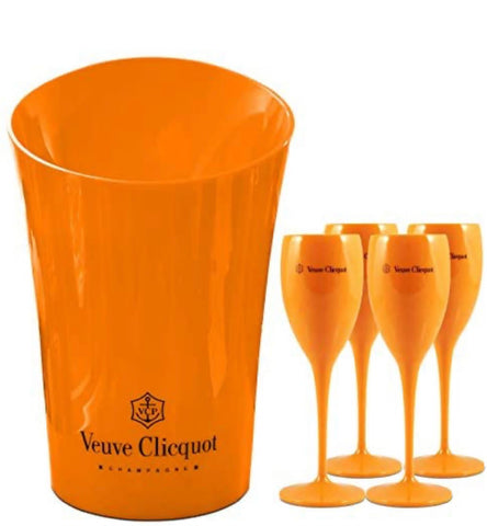 Endearing, luxury style pink or orange champagne buckets and flutes are desirable and highly visible attractive. Put in any environment to add vibrancy and color. 38.8 cm height x 21.5 cm width x 21 cm diameter