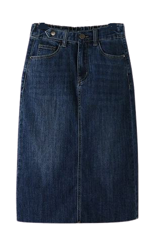 Dark Denim Mid-length Straight Skirt